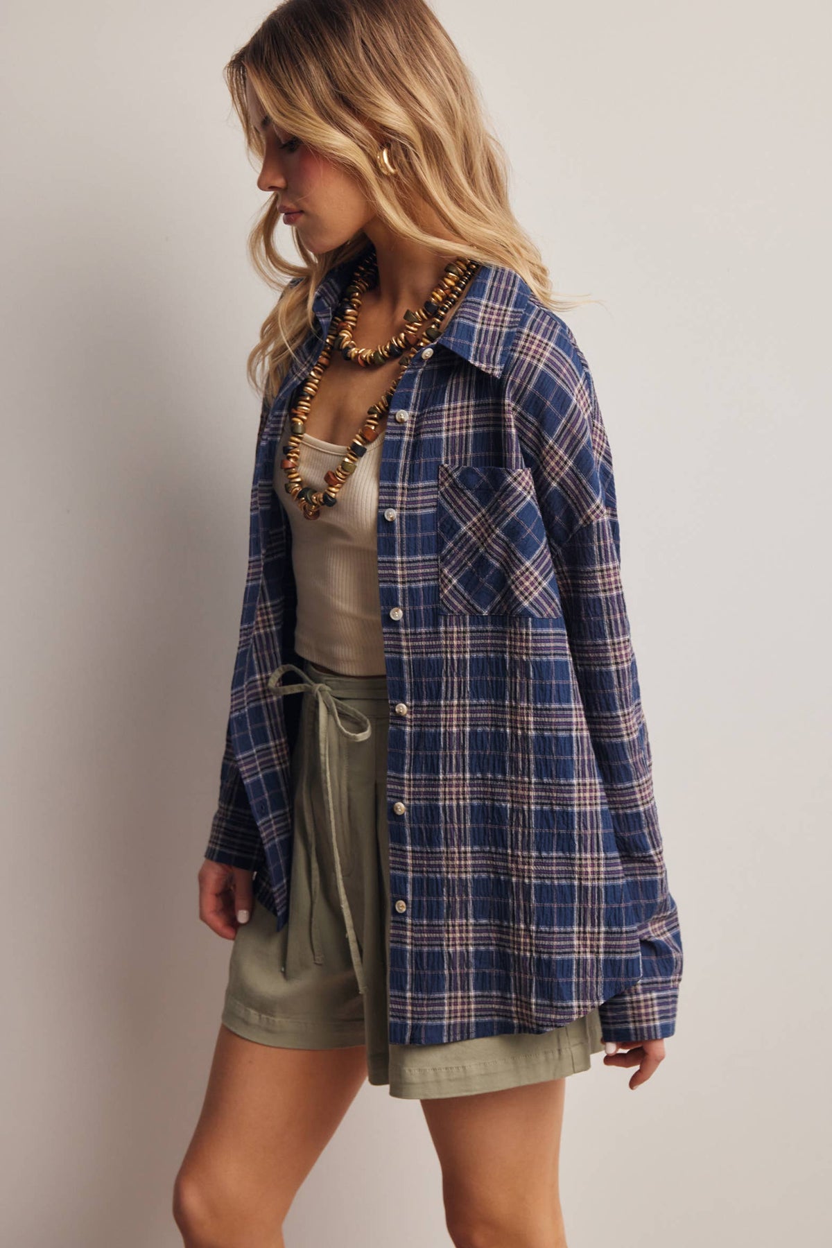Soft Plaid Button-Up Shirt