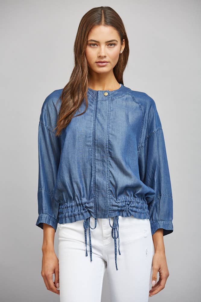 ADJUSTABLE HEM 3/4 SLV TENCEL JACKET FJ74099
