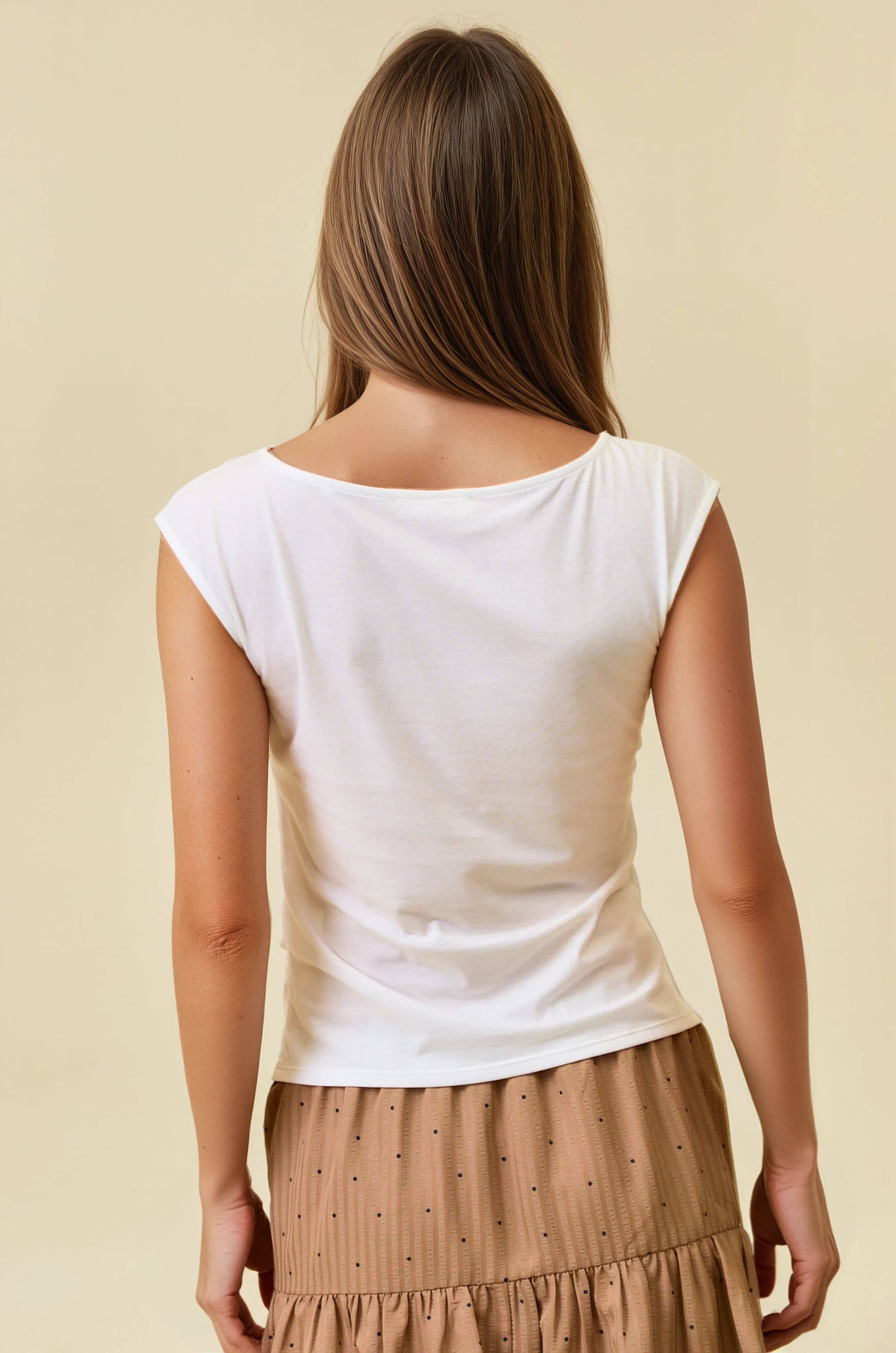 Sheered Knit Cap Sleeve Top