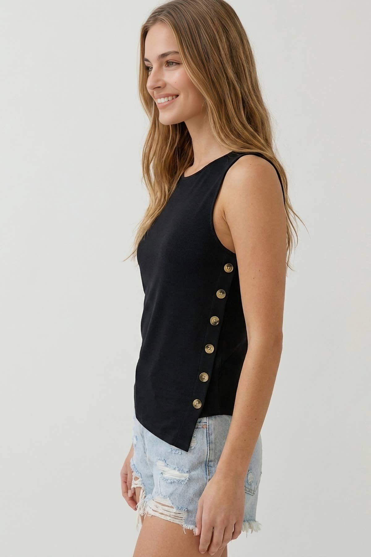 ASYMMETRICAL BOAT NECK TANK TOP