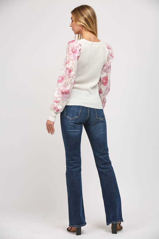 Floral Sleeve Sweater