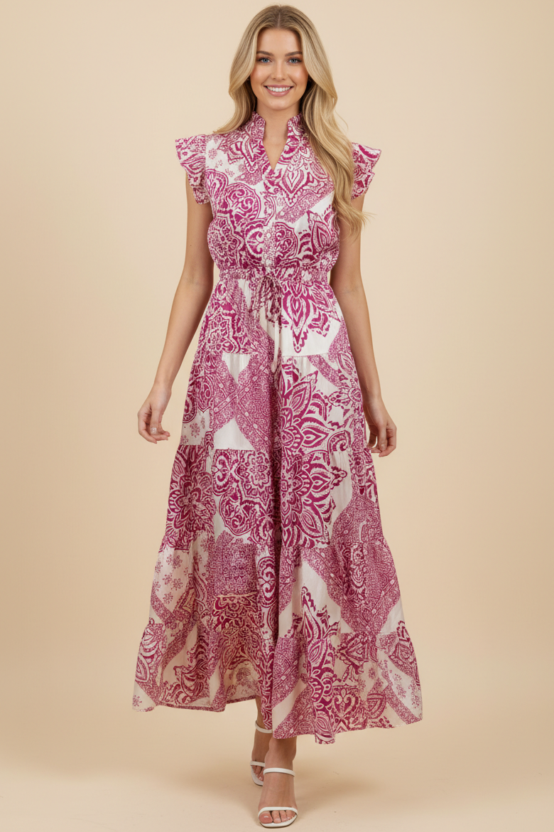 PAISLEY PRINT MAXI DRESS