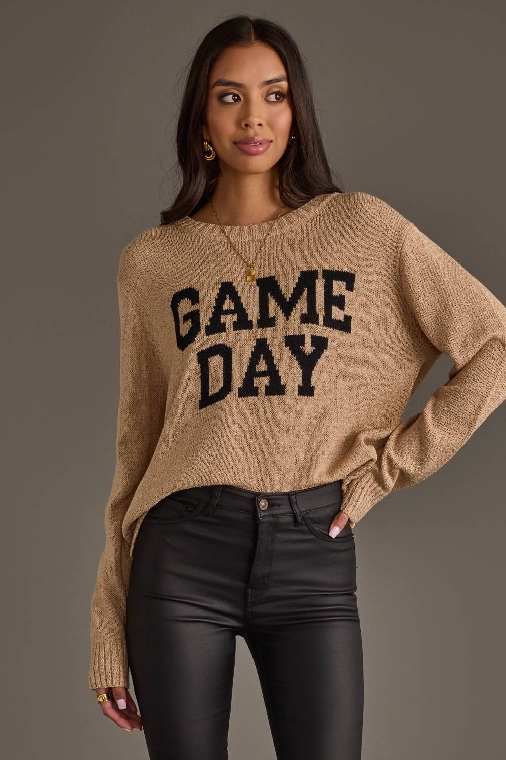 Tan & Black Game Day Lightweight Sweater