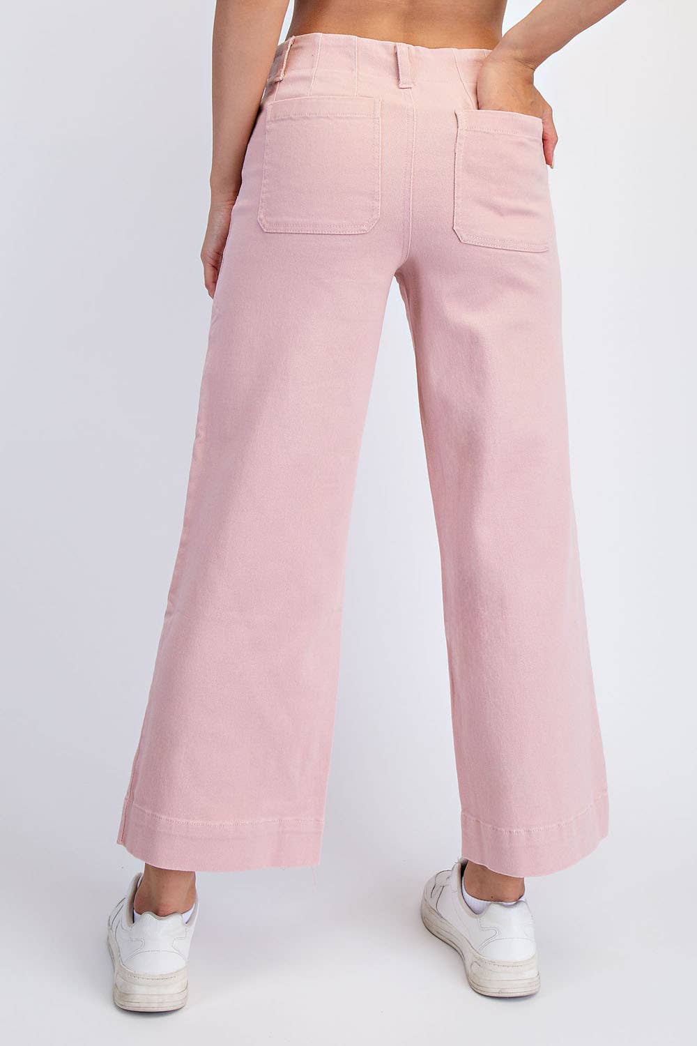HEAVY COTTON TWILL CROPPED WIDE PANTS
