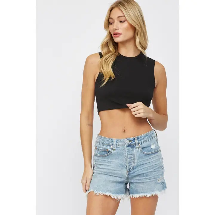 High Rise Denim Short