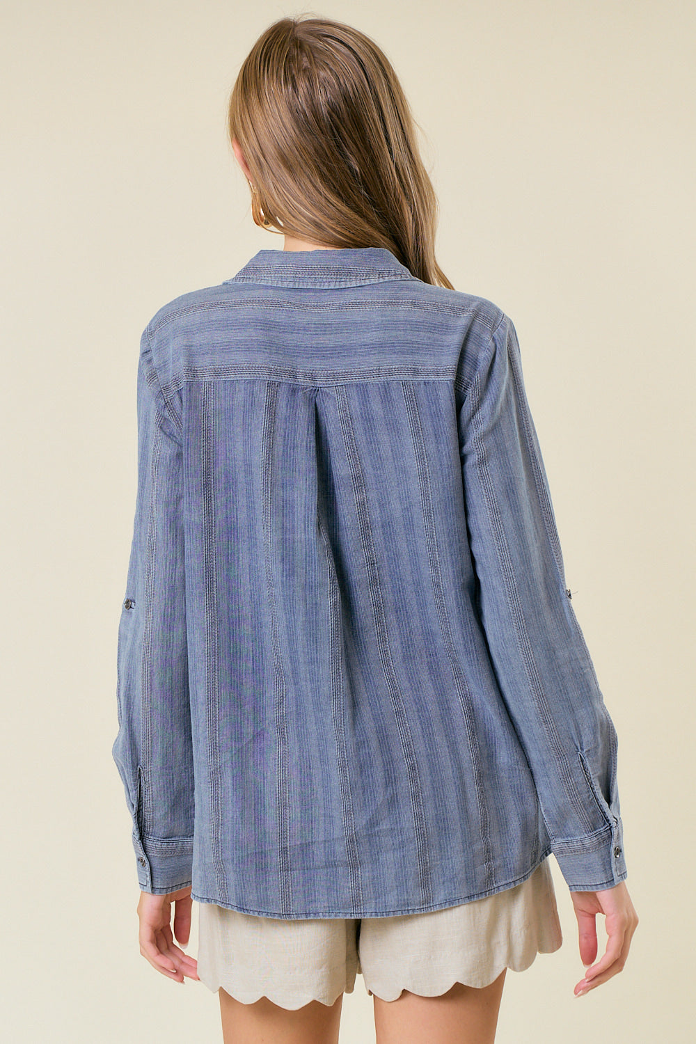 Striped Chambray Button Down