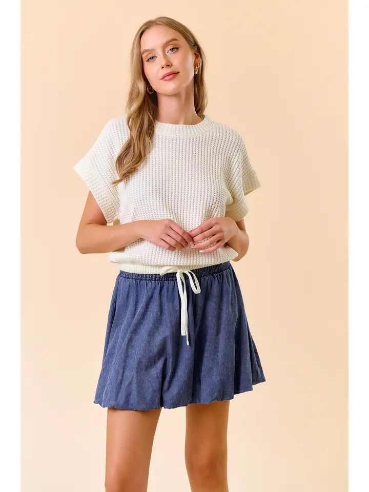 Cotton Waffle Dolman Top
