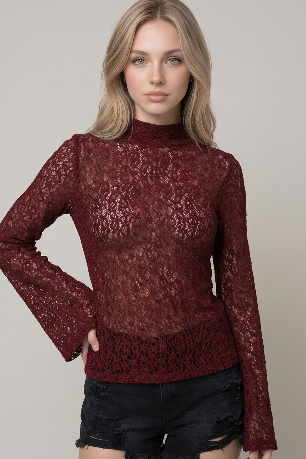 Lace Bell Sleeve Top