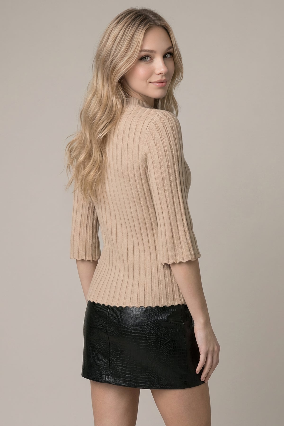 Swing Sleeve Ribbed Sweater