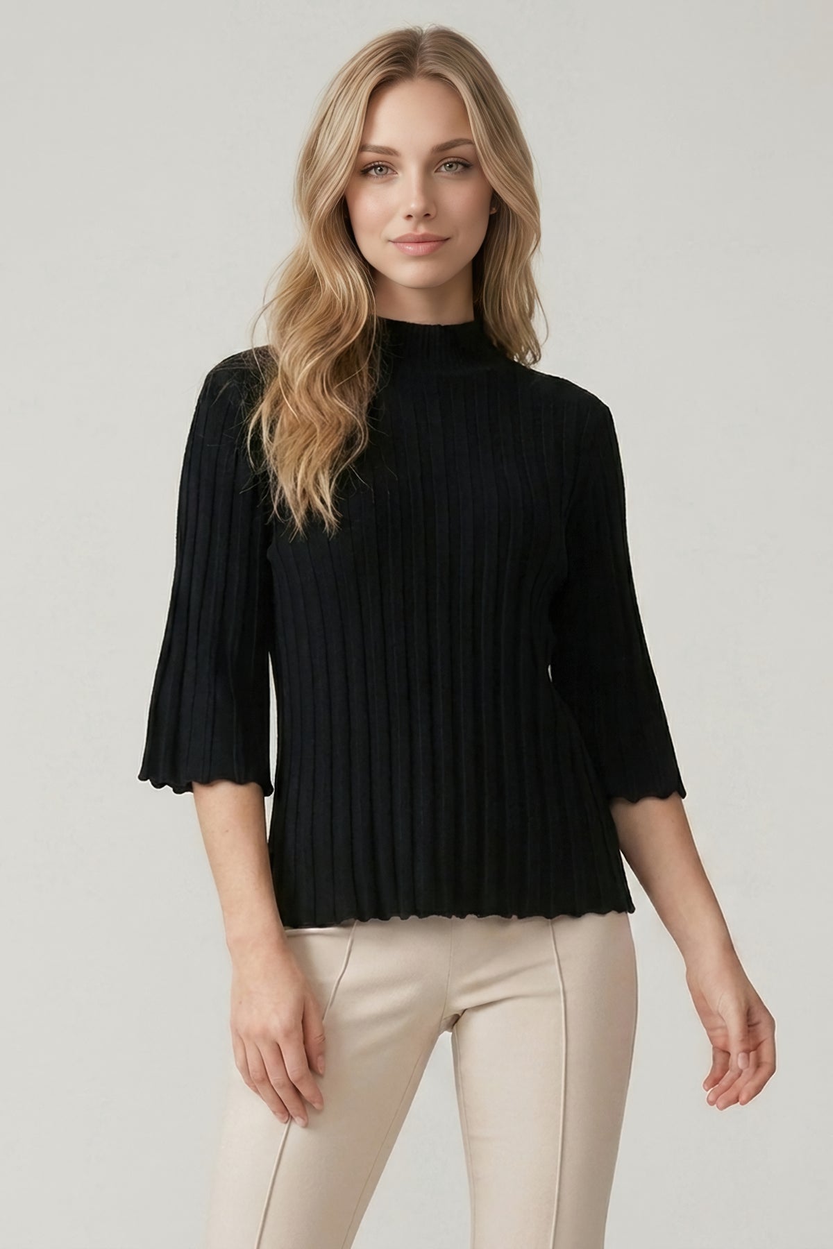 Swing Sleeve Ribbed Sweater