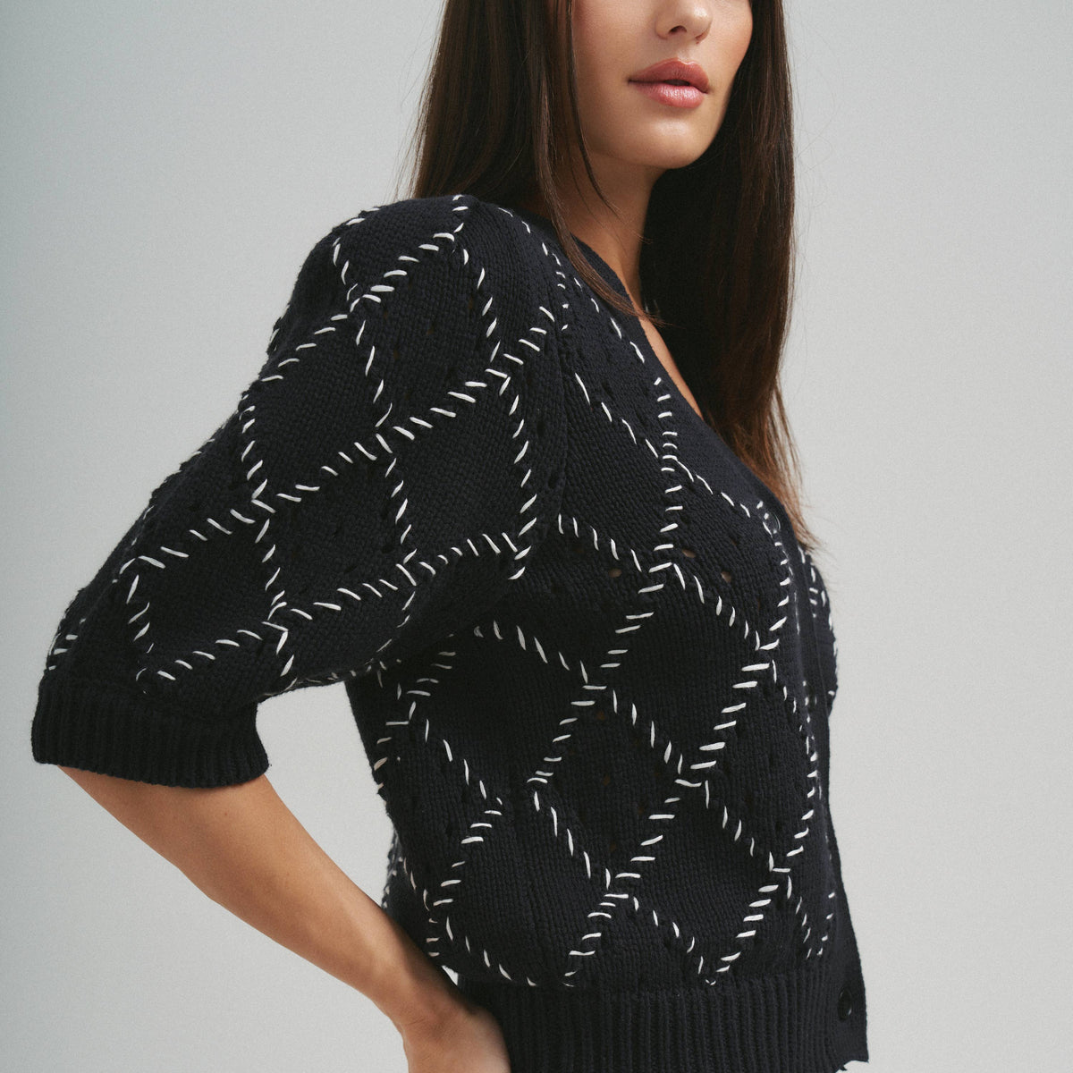 Whipstitch Diamond Cardigan