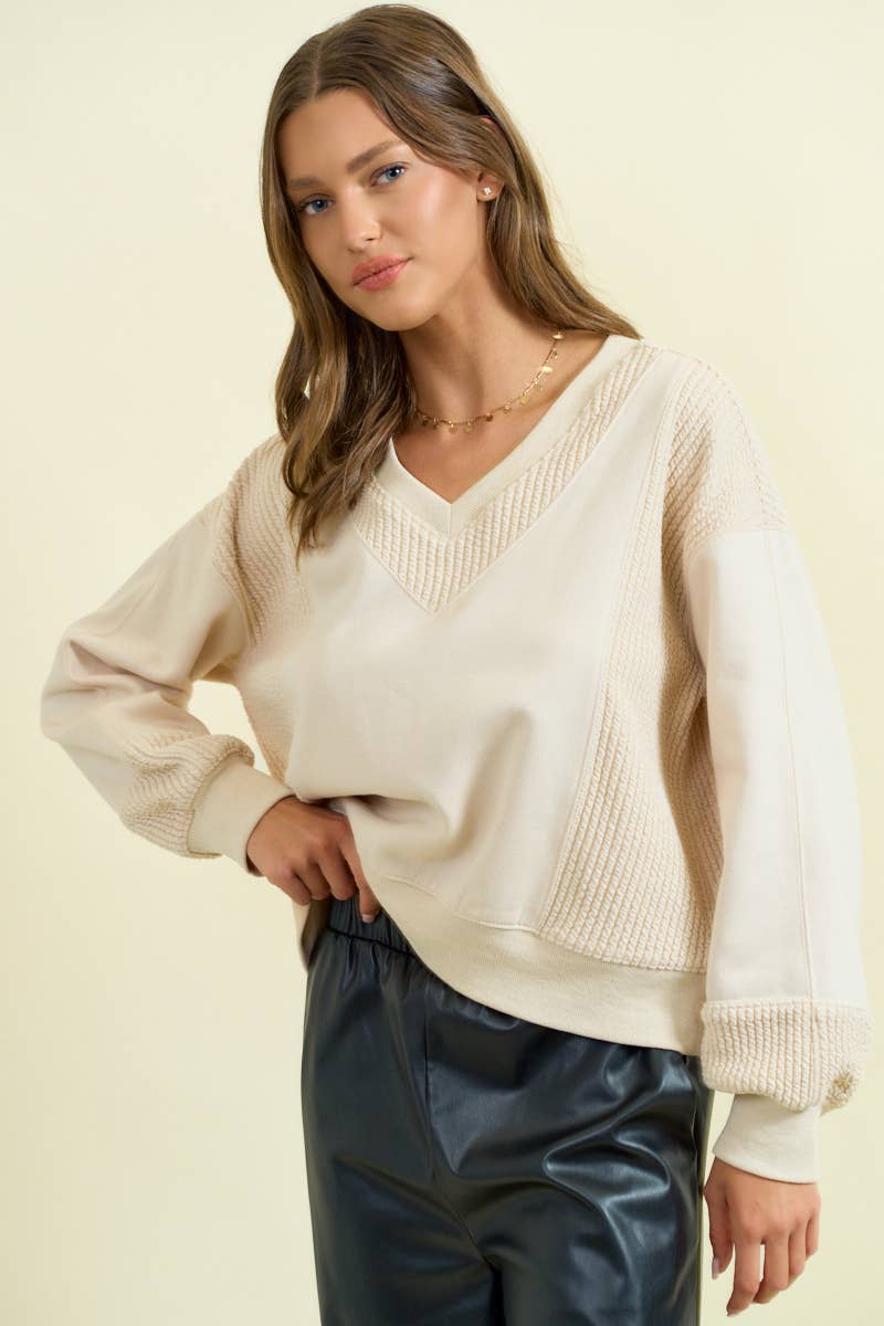 BRUSHED TERRY BLOCK SWEATSHIRT