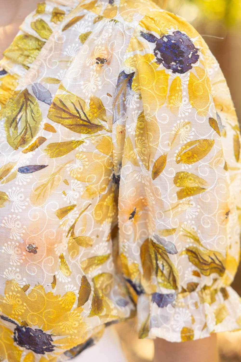 Floral Print Embroidery Top