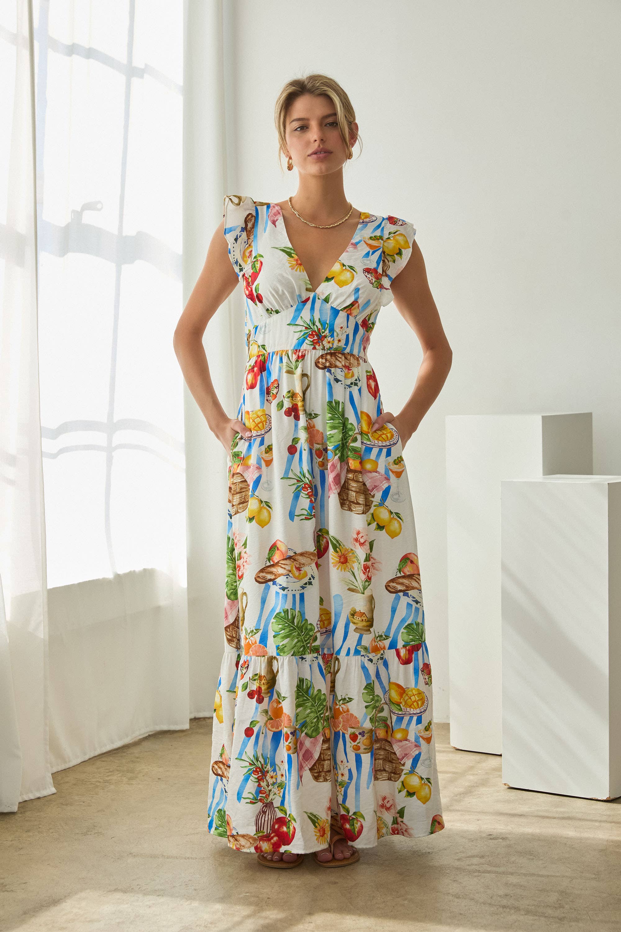 Picnic Tie-Back Maxi Dress