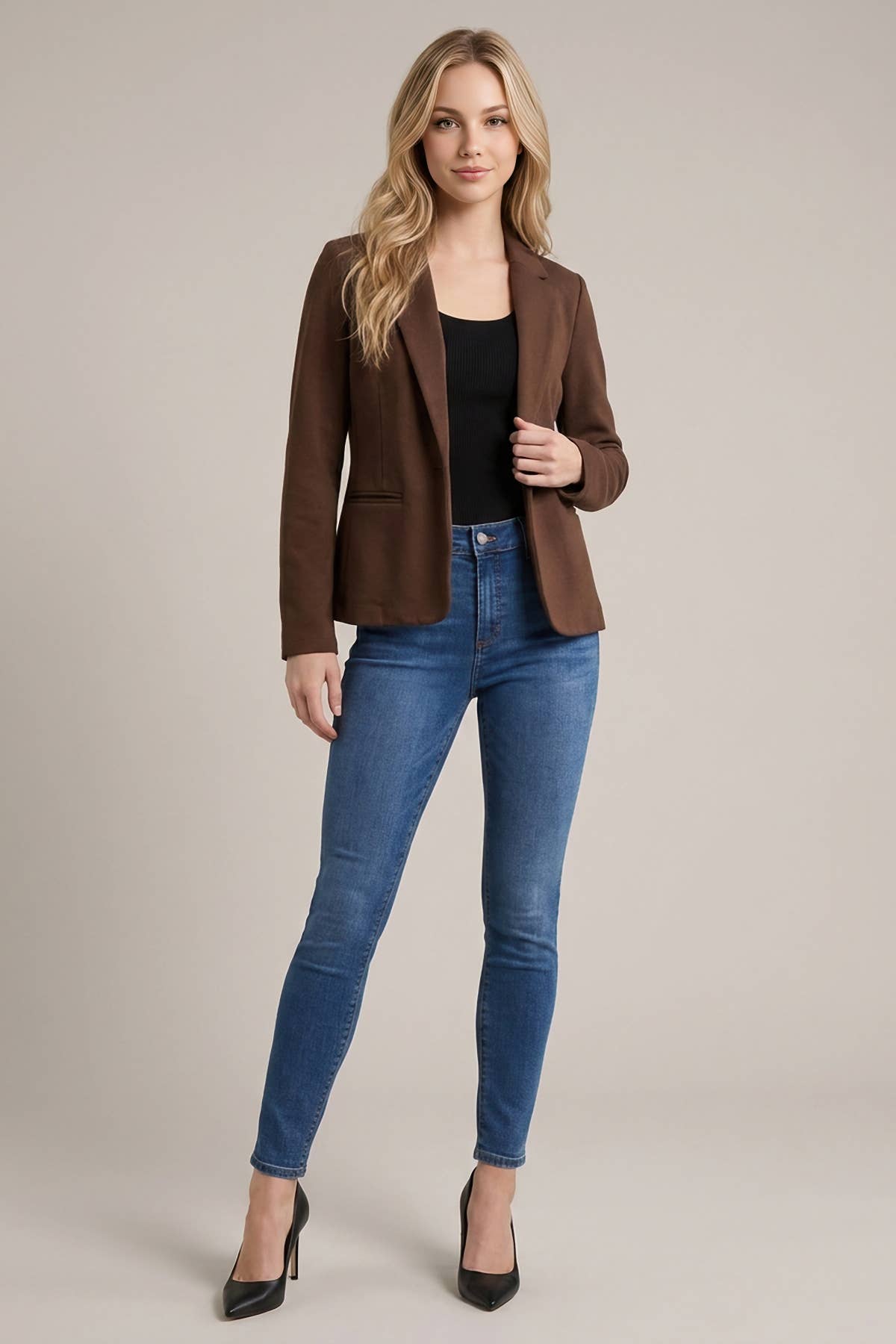 Classic Single-Button Tailored Blazer