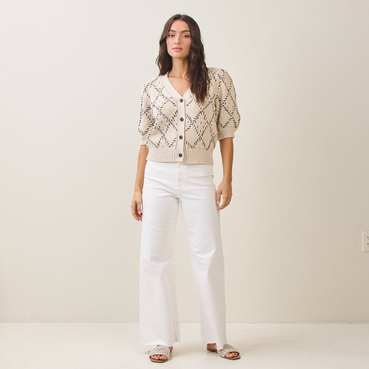 Whipstitch Diamond Cardigan