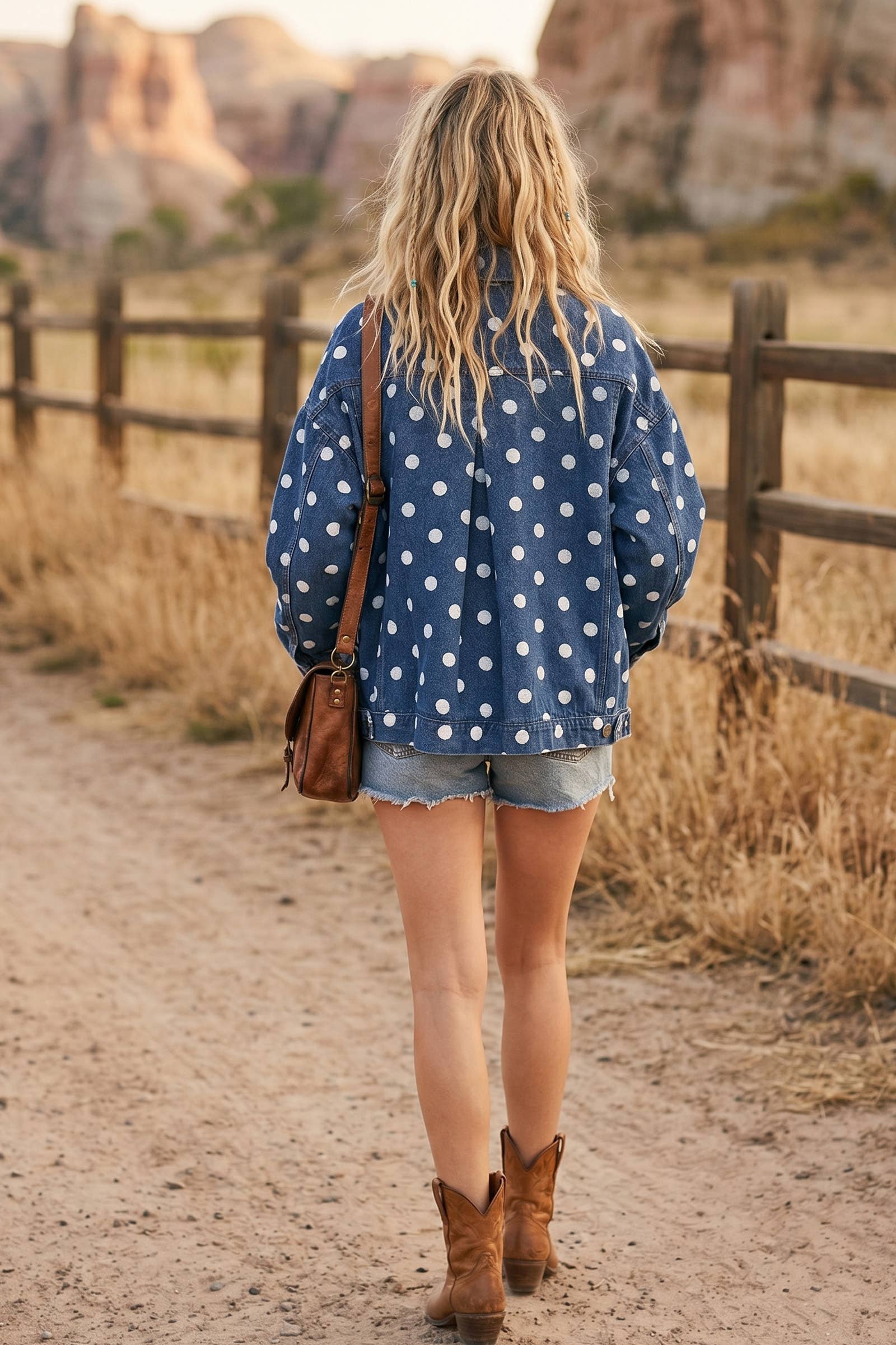 Oversized Polka Dot Denim Jacket