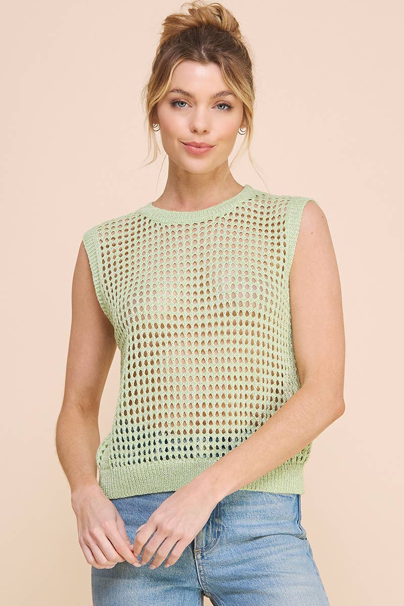 Foil Knit Crochet Tank