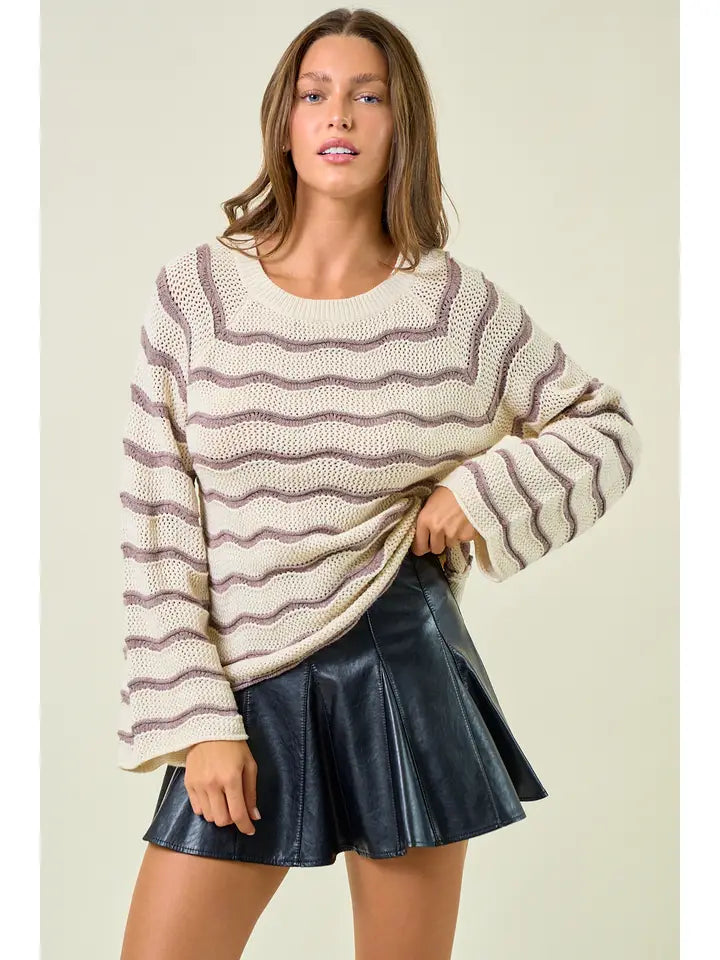 Pointelle Bell Sleeve Sweater