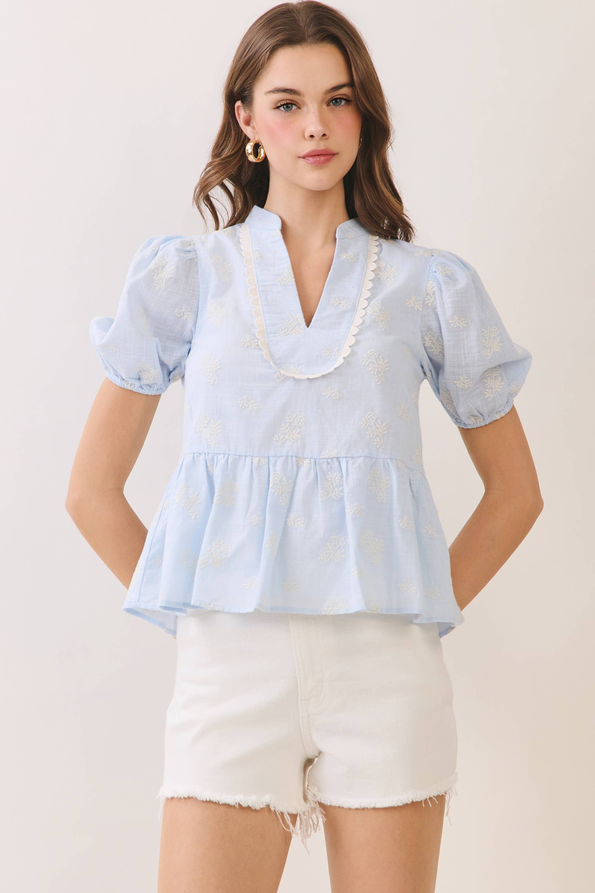 Peplum Puff Sleeve Top