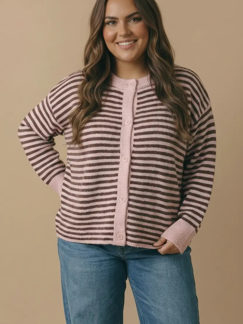 Striped Button Down Cardigan