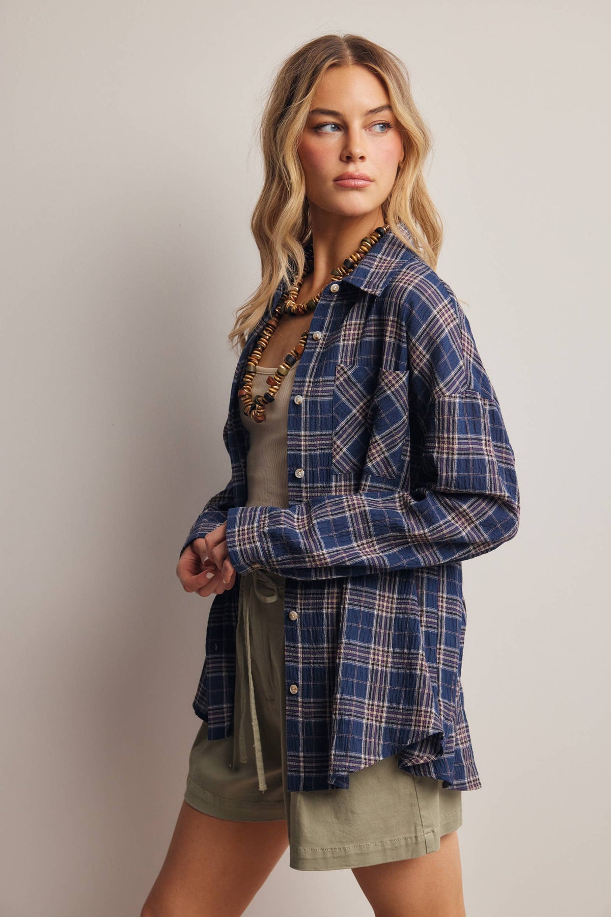 Soft Plaid Button-Up Shirt