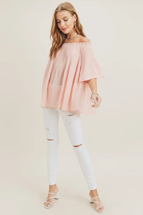 Pleated off the Sholder Top