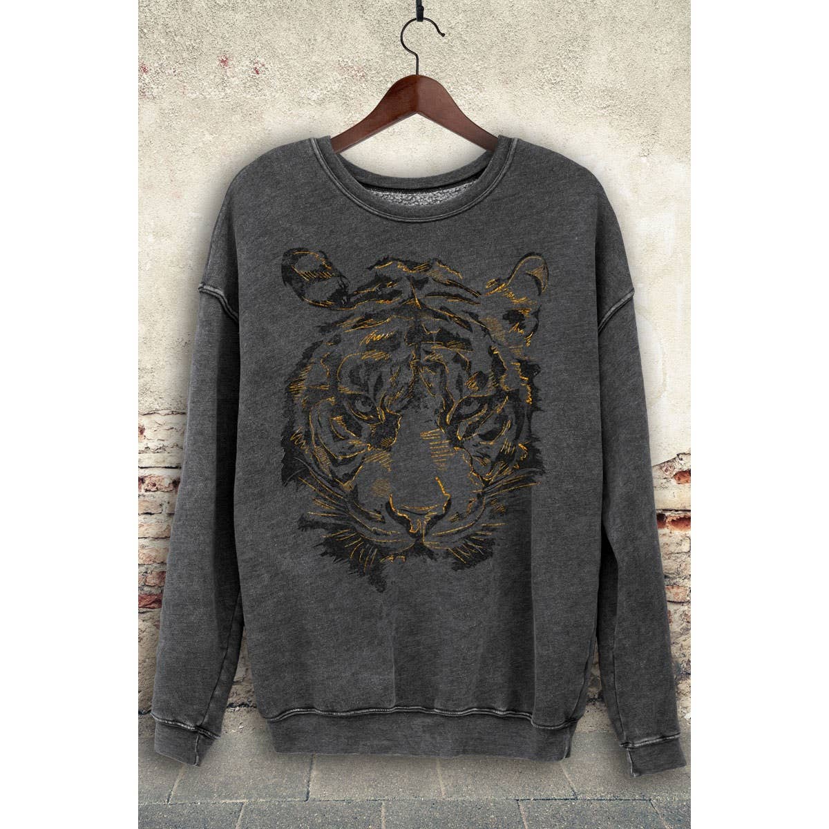 THE GOLDEN FOILED TIGER FACE MINERAL SWEATSHIRTS