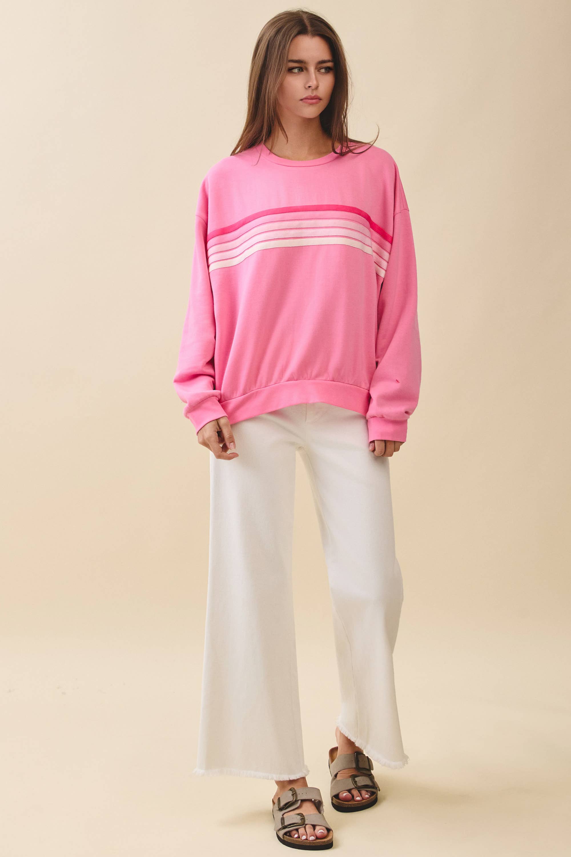 Retro Ombre Stripe Graphic Sweatshirt