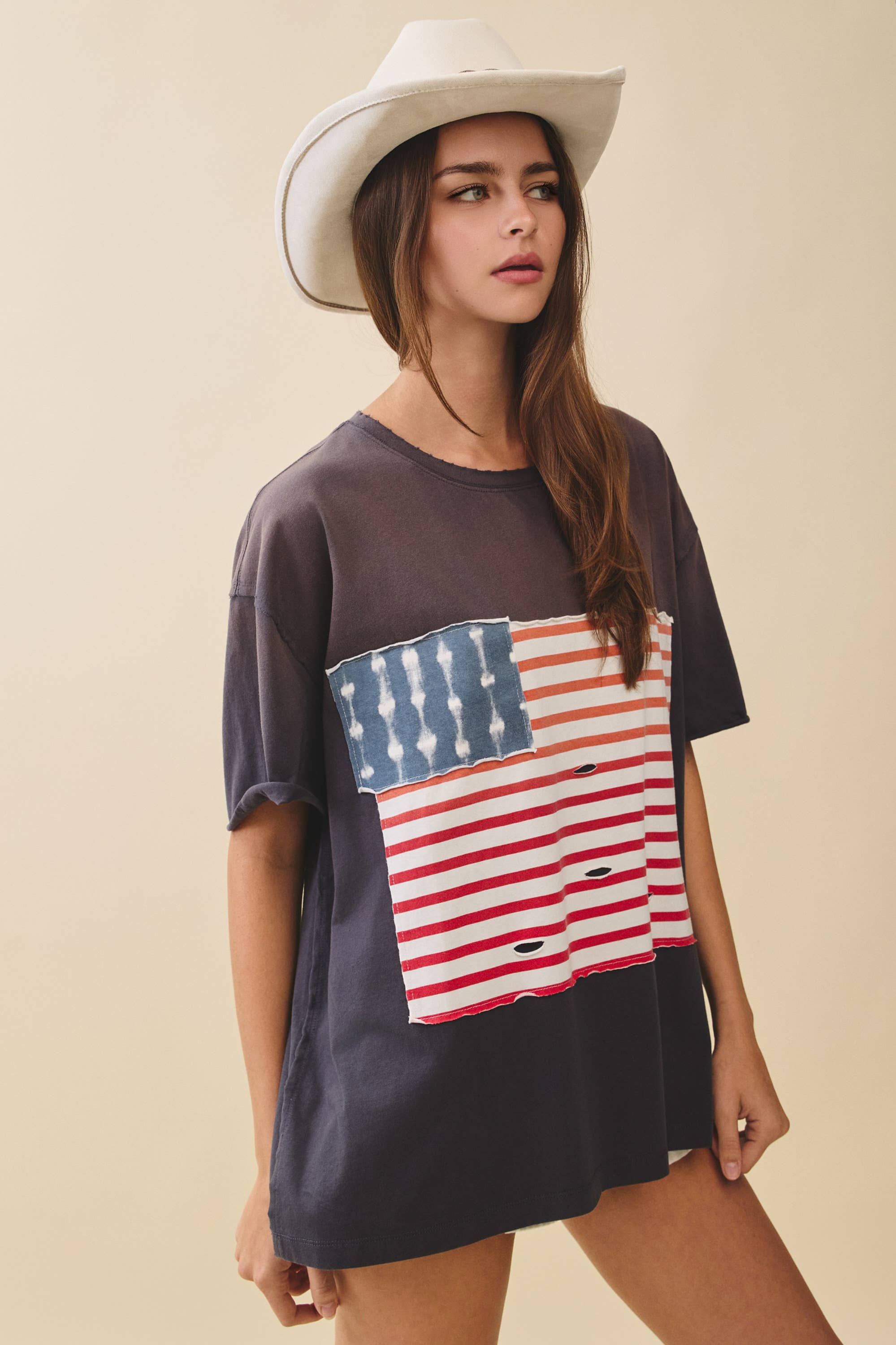 Distressed Flag Patch Tee
