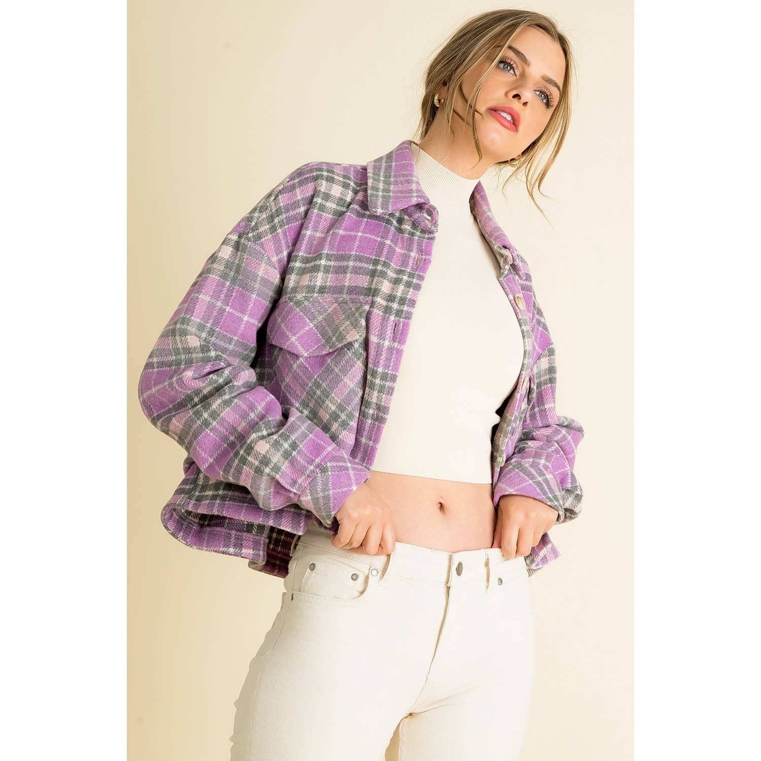 Plaid Cropped Shacket