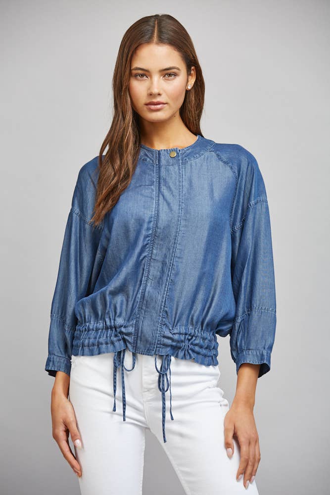 ADJUSTABLE HEM 3/4 SLV TENCEL JACKET FJ74099
