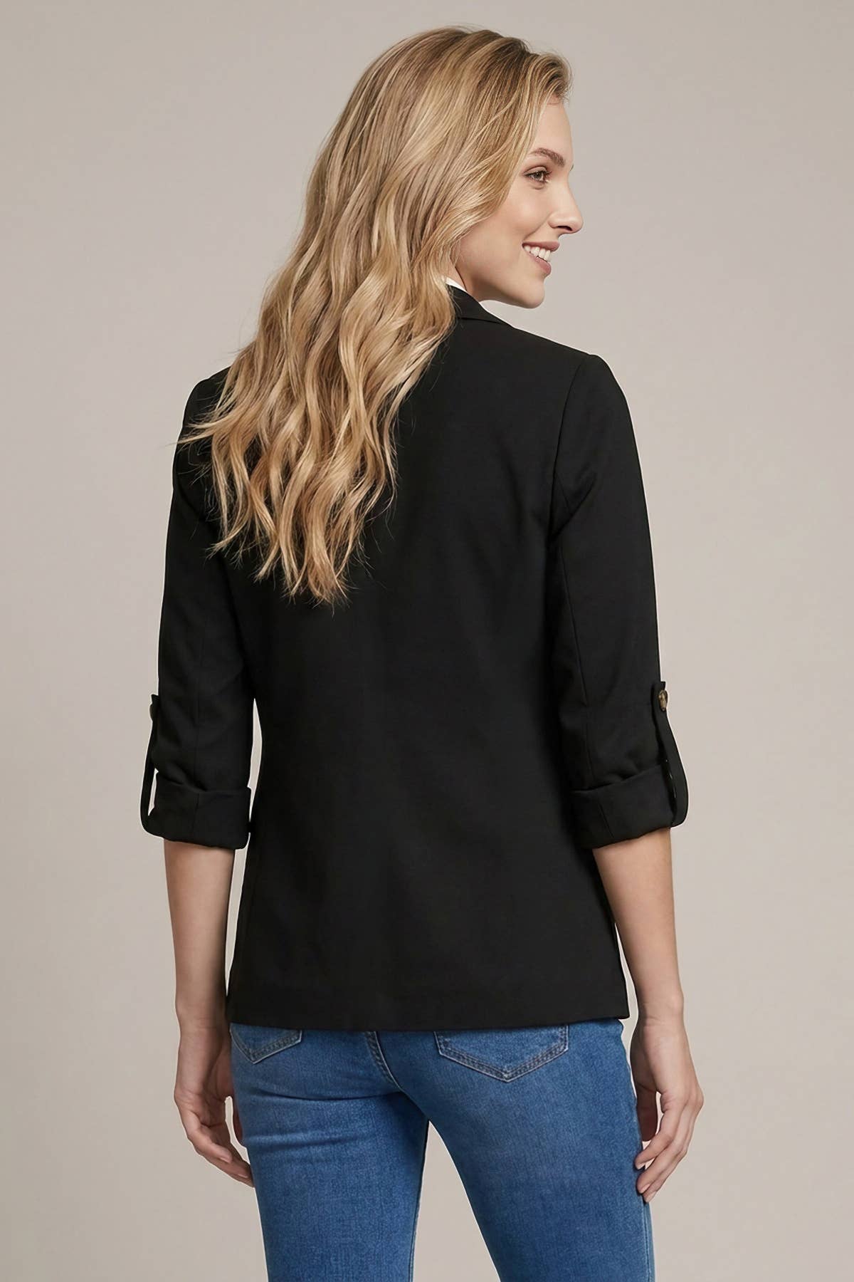 ROLL-UP SLEEVE LIGHT KNIT BLAZER