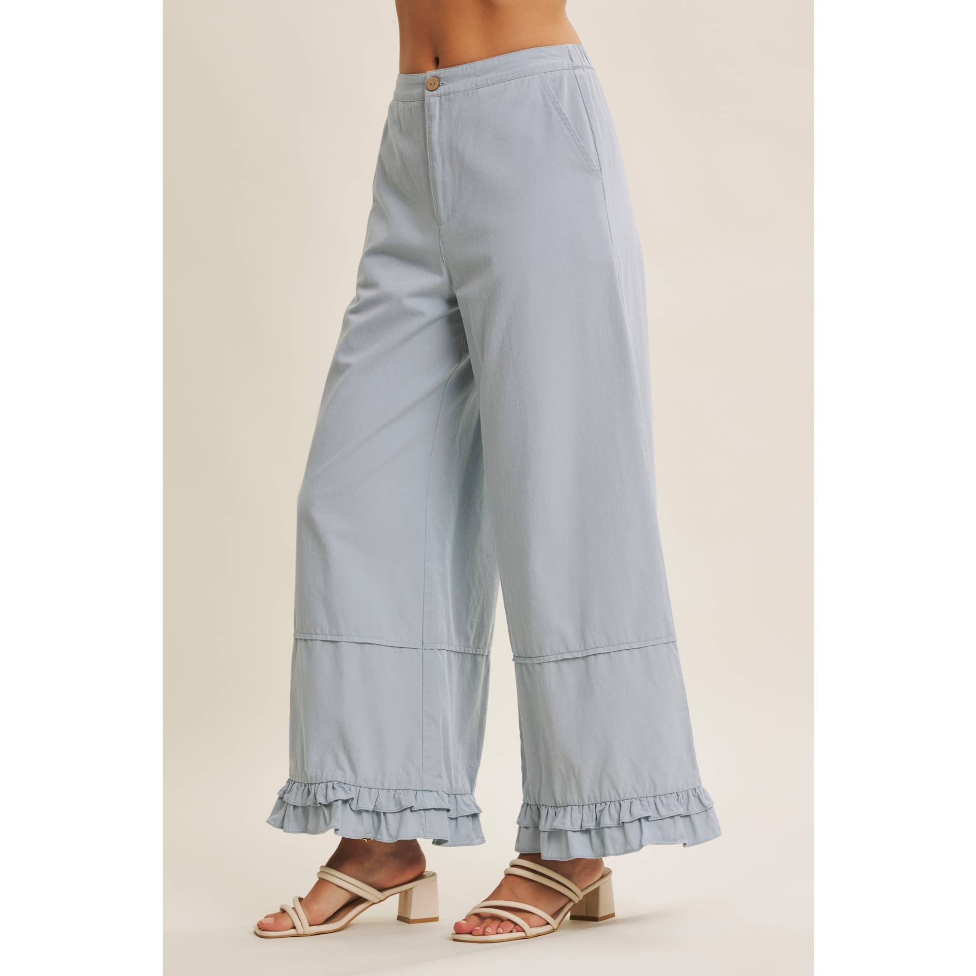 WIDE-LEG PANTS WITH RUFFLES