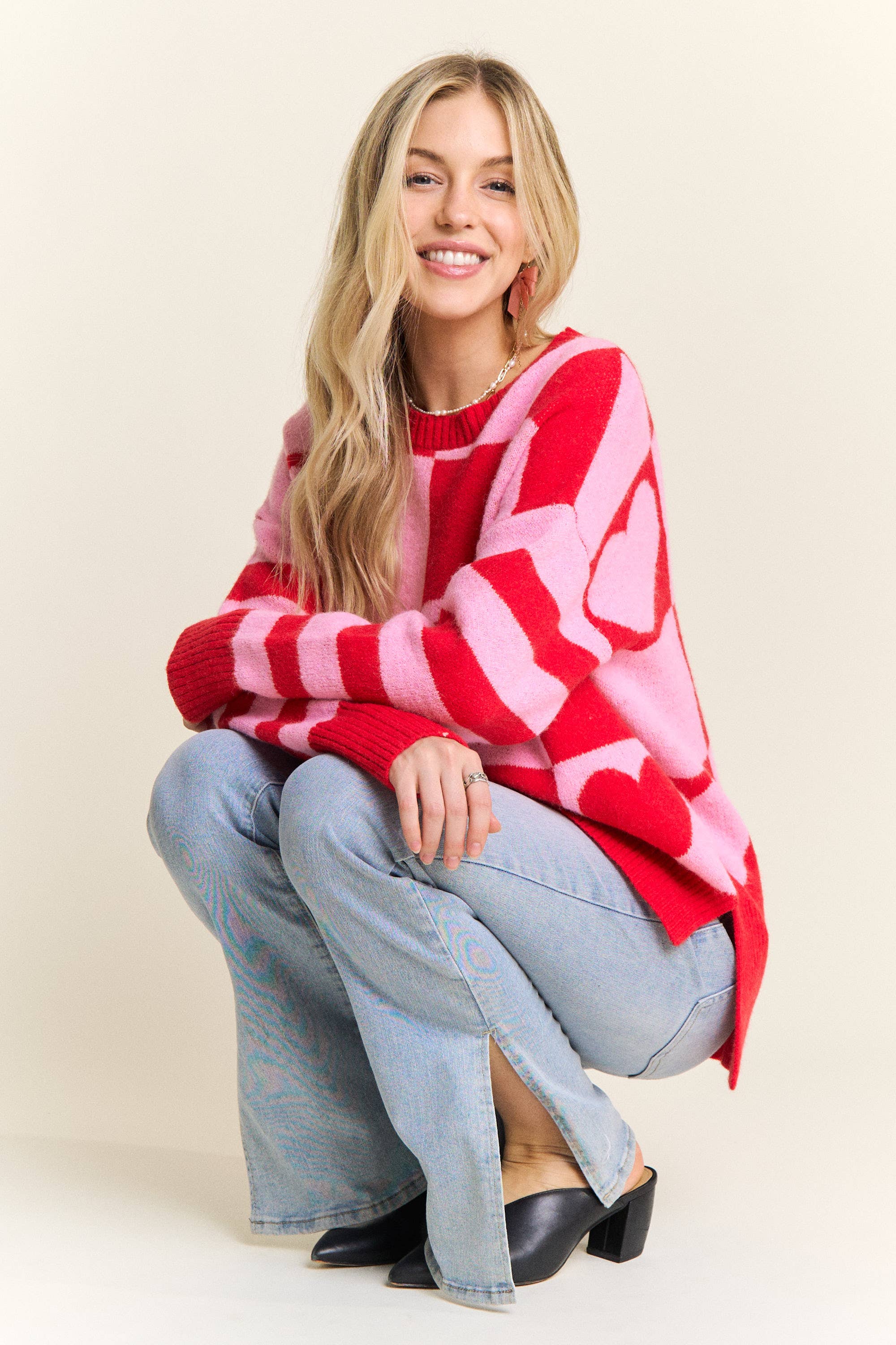 CHECKERBOARD HEART SWEATER