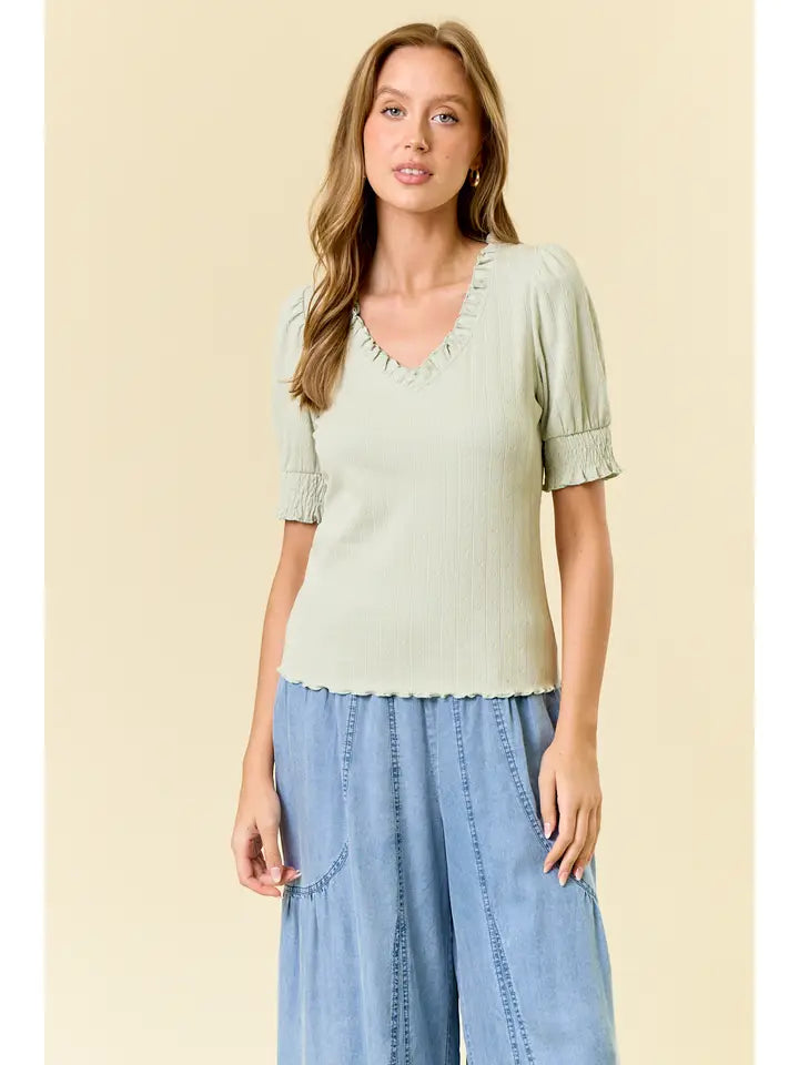 Ruffled V-Neck Top