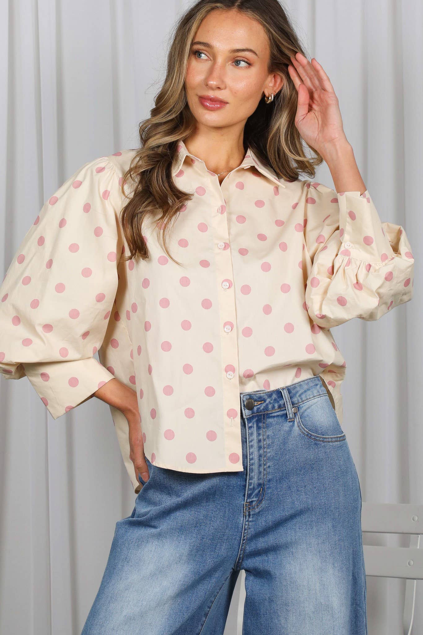 Playful Polka Dot Puff Sleeve Top