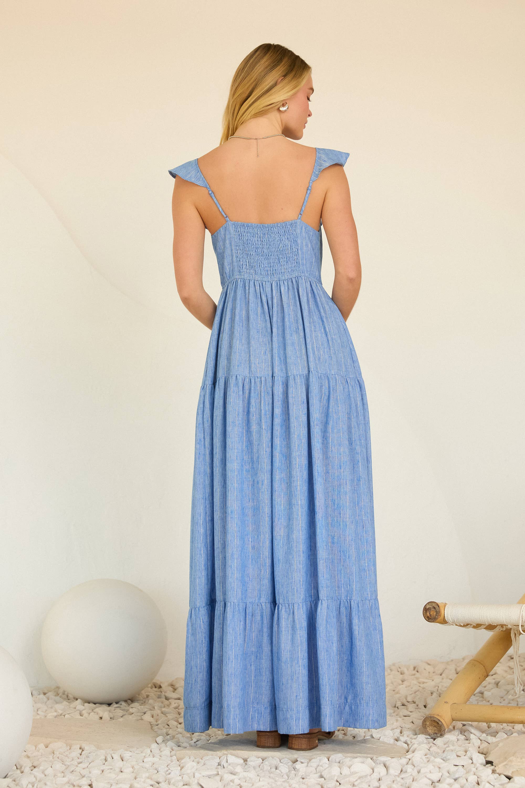 Ruffle Sleeve Tiered Maxi Dress