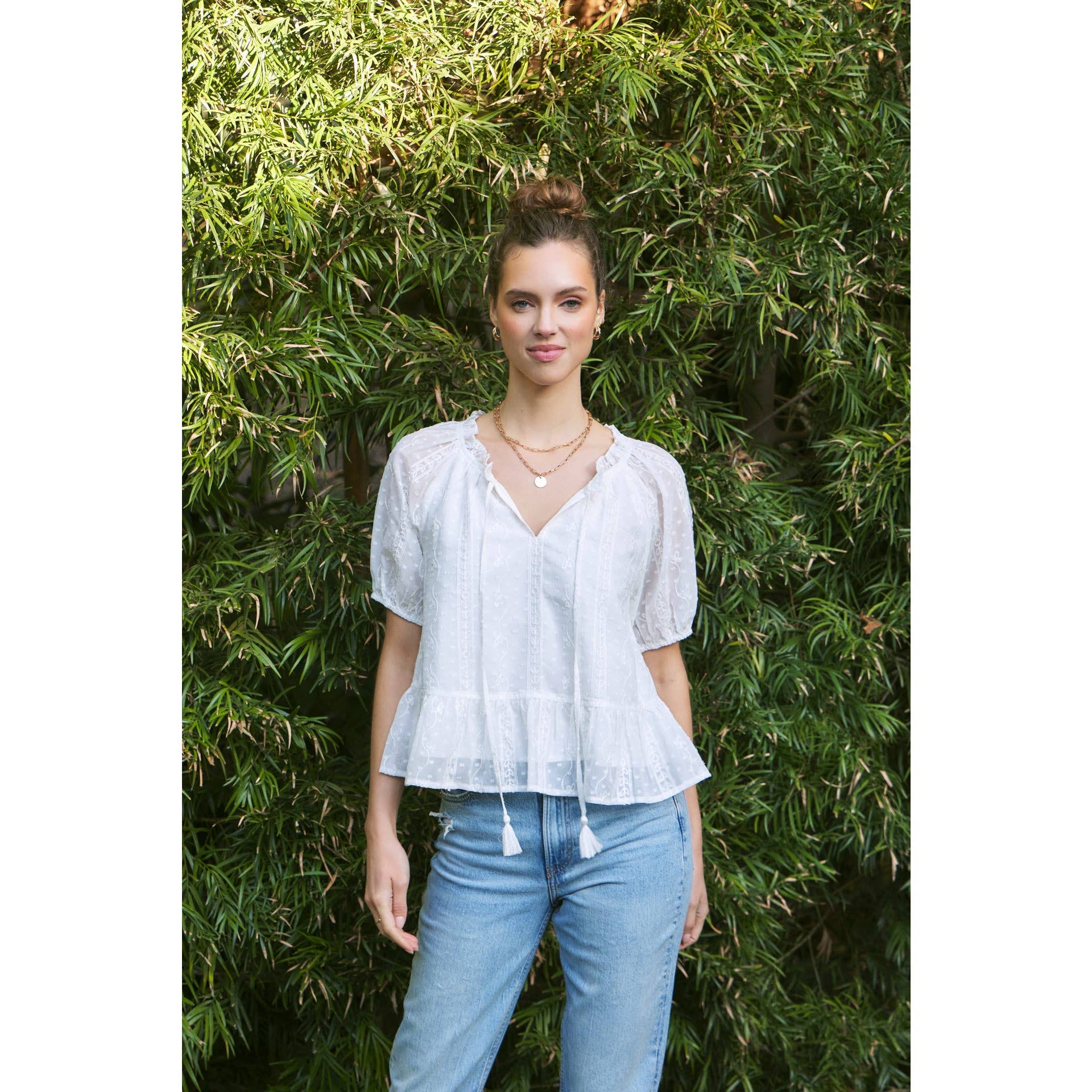 EMBROIDERED CHIFFON BLOUSE