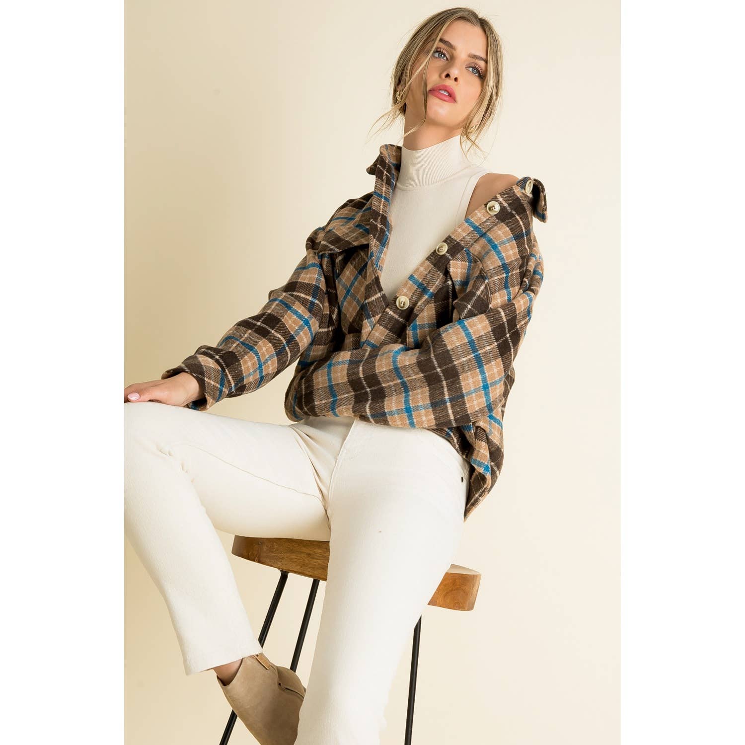 Plaid Cropped Shacket