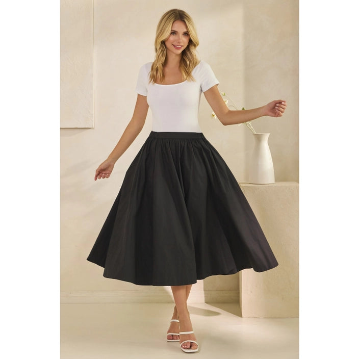 Black Midi Pull on Skirt
