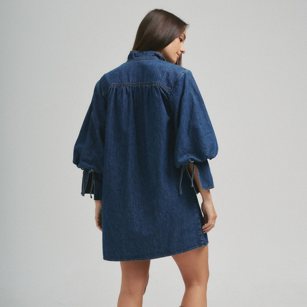 Quarter sleeve denim mini dress