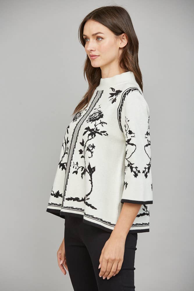 JACQUARD MOCK NECK SWEATER