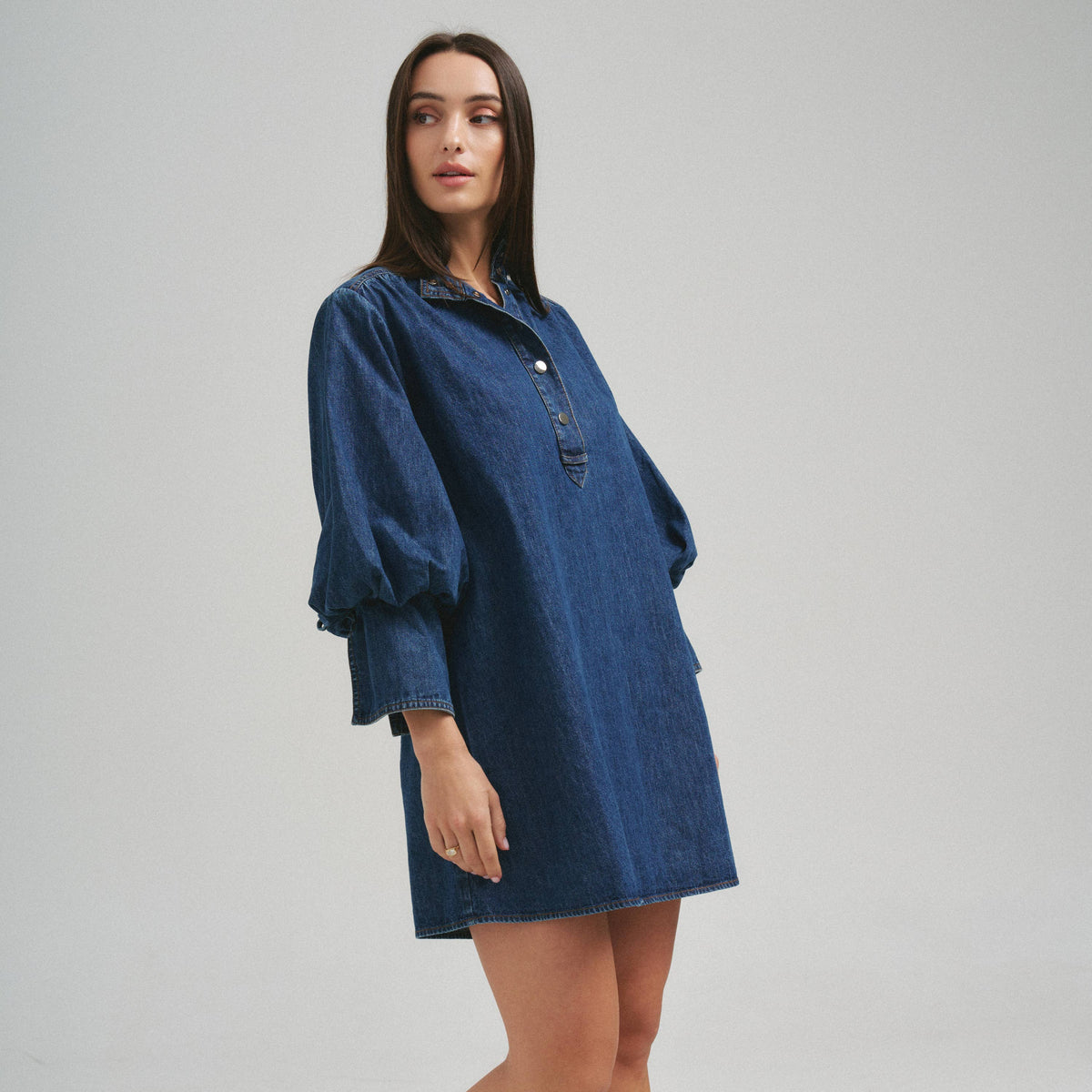 Quarter sleeve denim mini dress