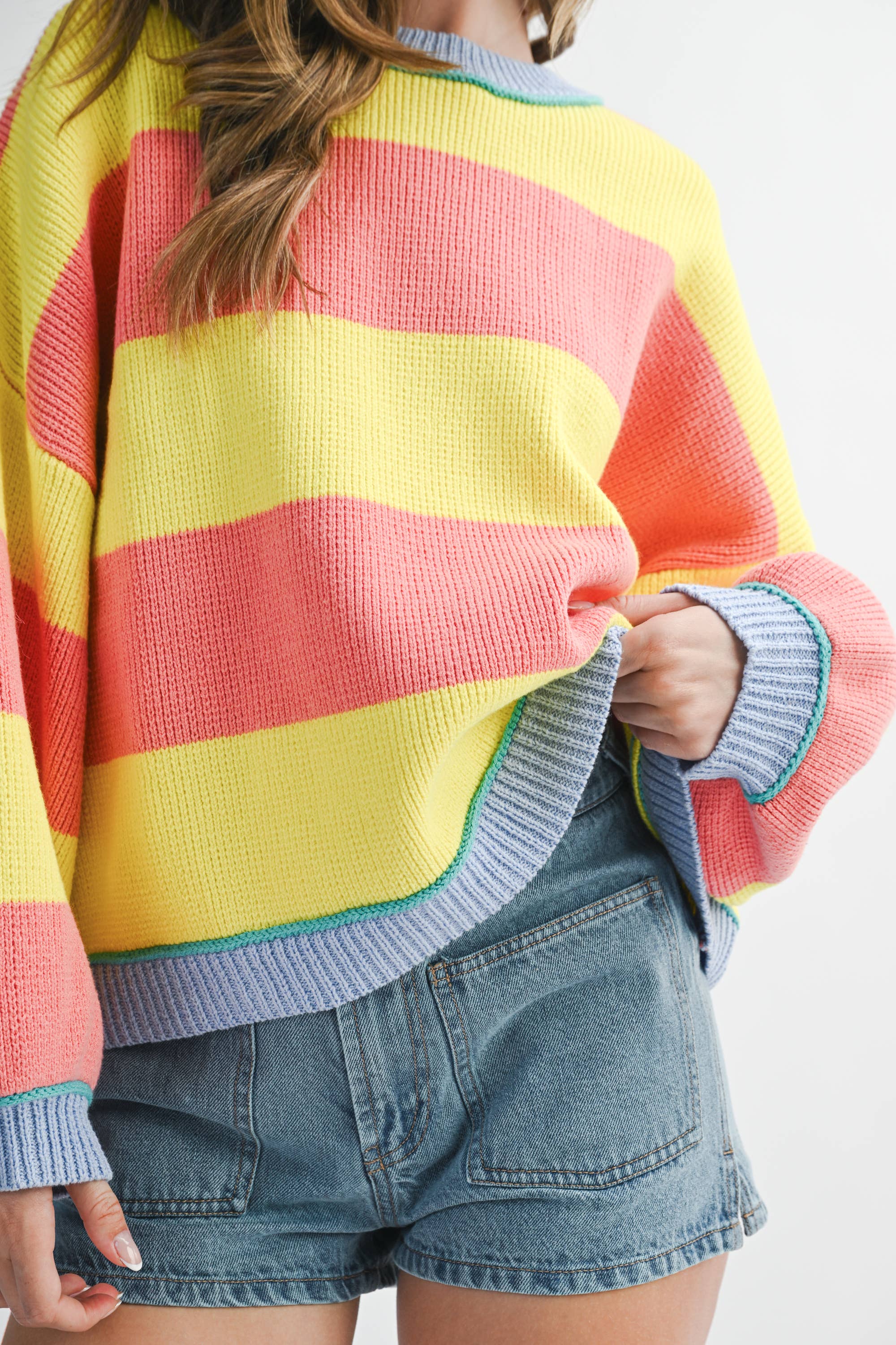 Striped Crewneck Pullover Sweater