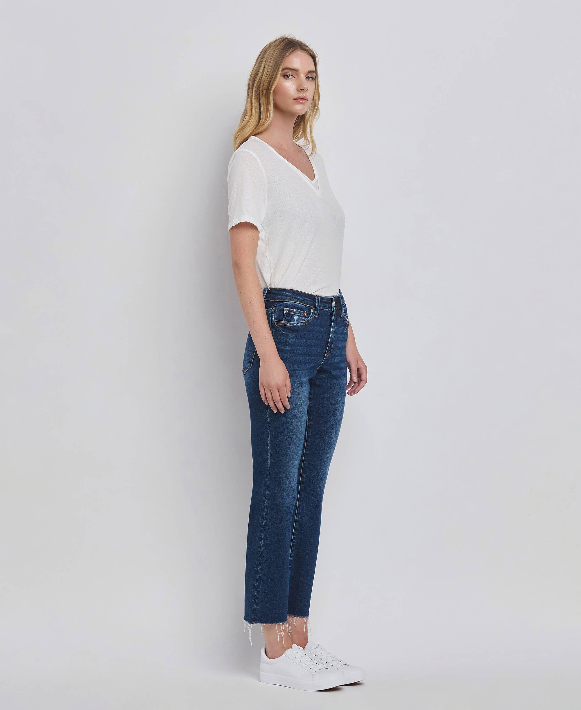 HIGH RISE MINI BOOTCUT JEANS