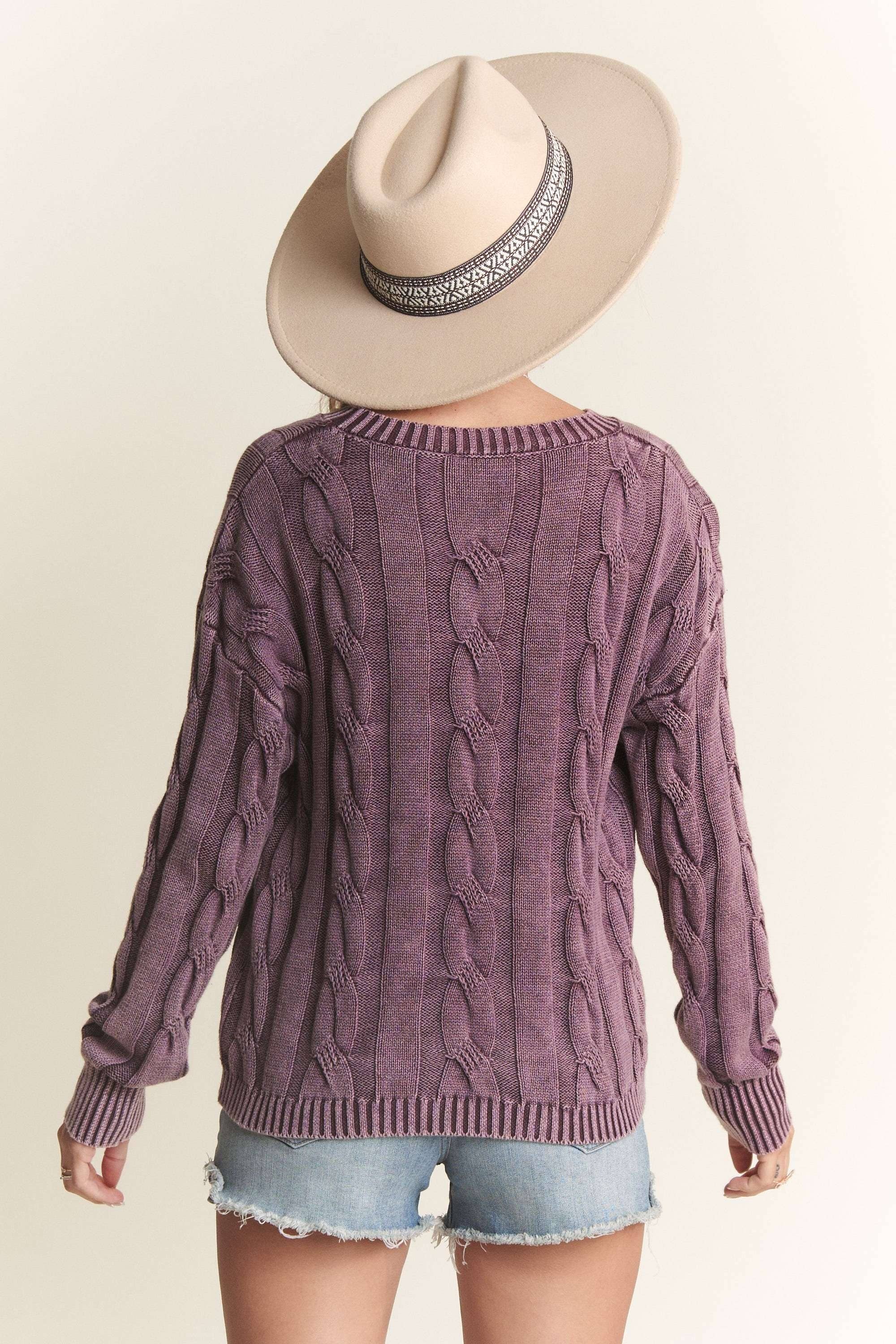 MINERAL WASHED CABLE KNIT