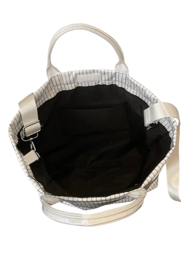 White Pinstripe TOTE BAG with Strap