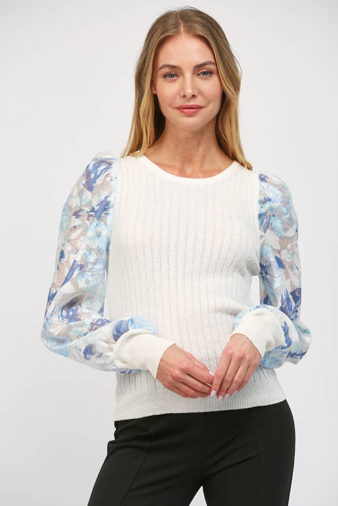 Floral Sleeve Sweater