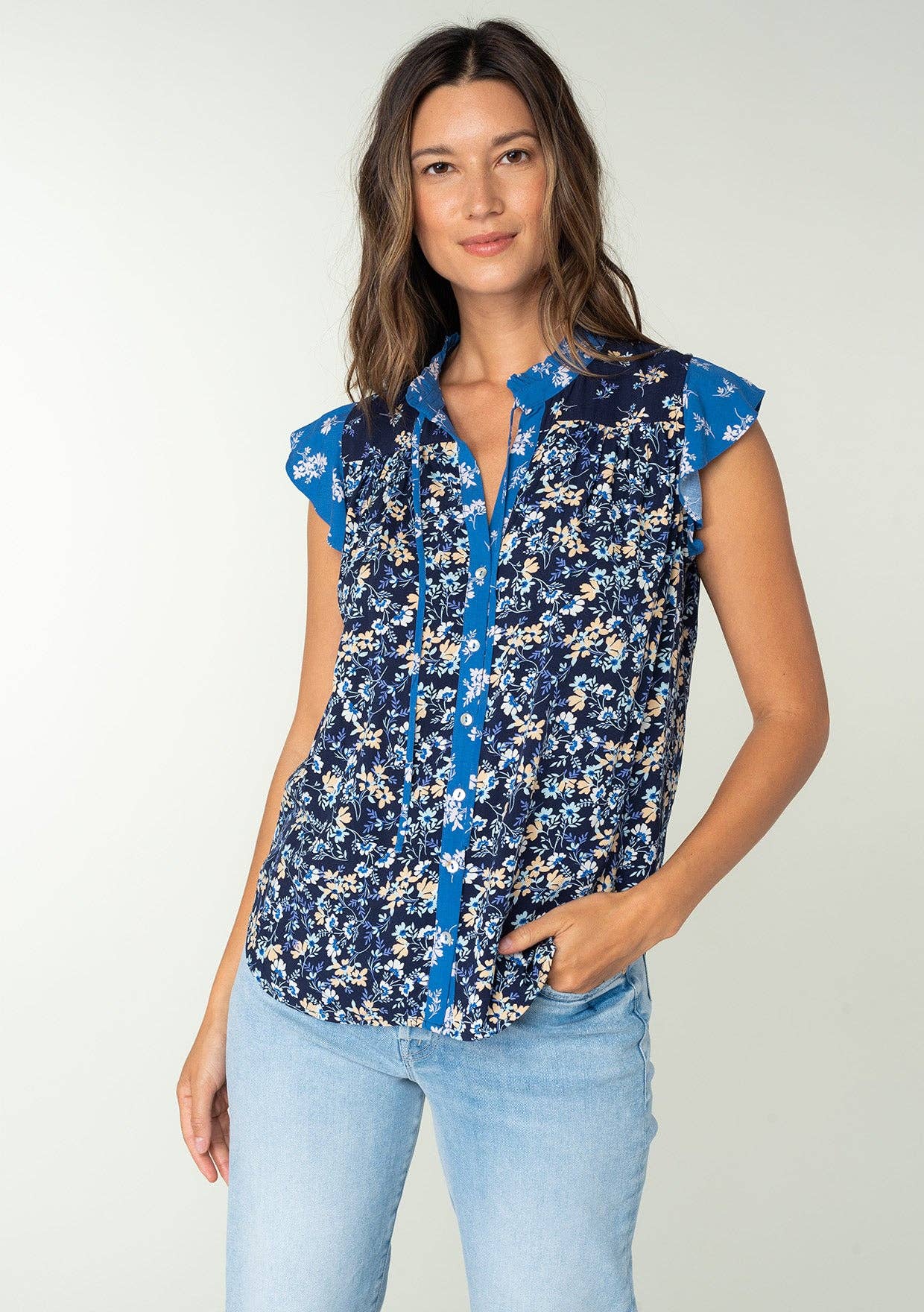 Floral Flutter Sleeve Blouse